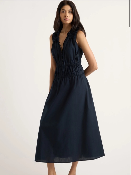 Modern Citizen Dresses & Skirts - Modern Citizen Iga Gathered Orfanoc Cotton Navy Maxi Dress Size XS NWT